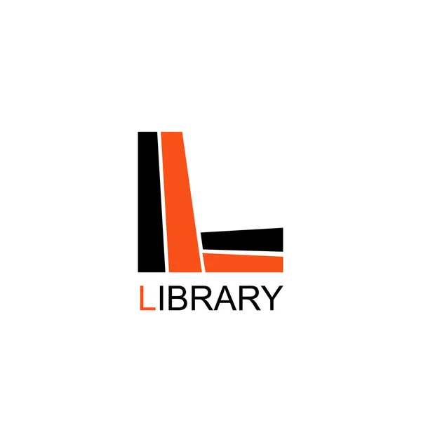 Logo de la bibliothèque. Lettre L se compose de livres — Image vectorielle