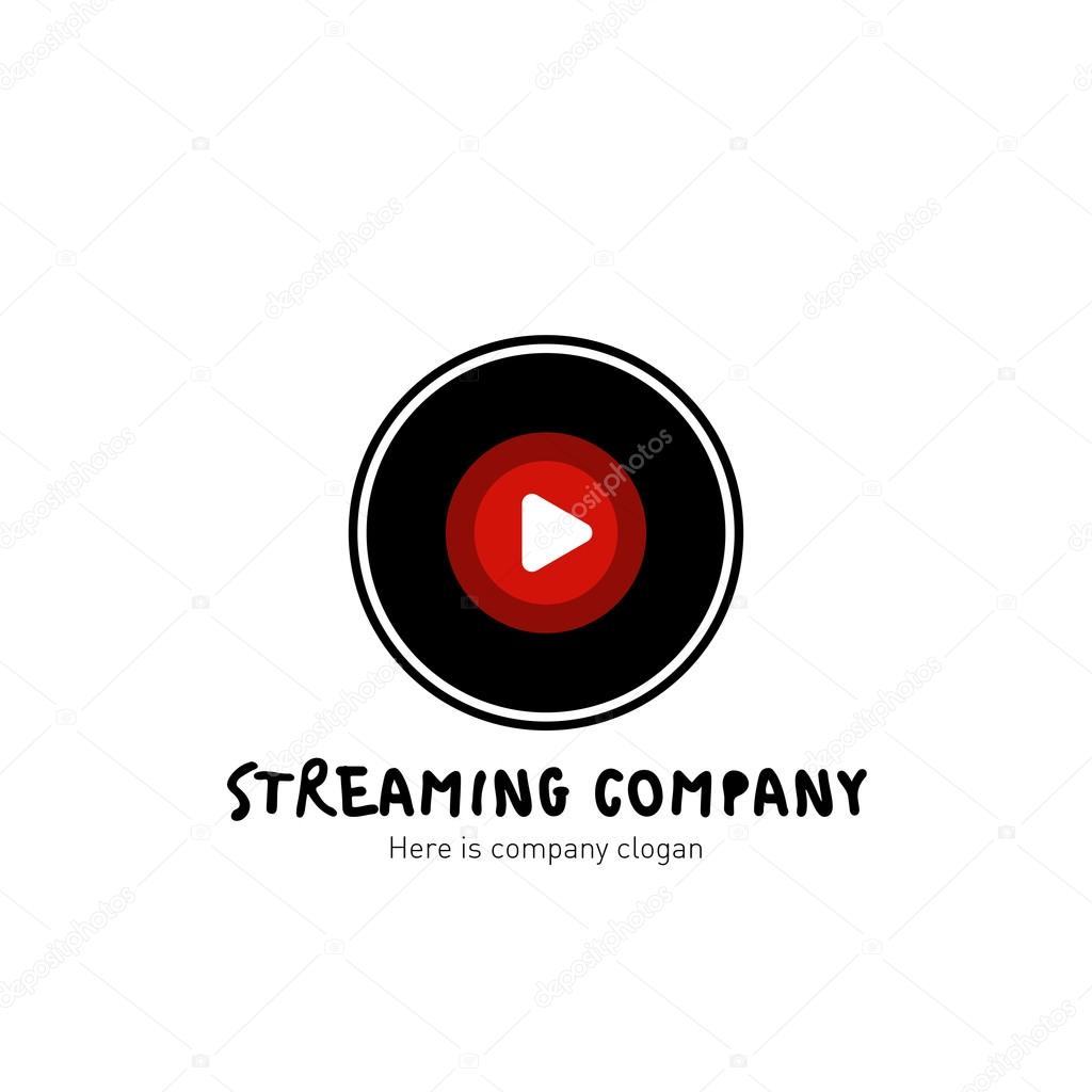 Streaming company logo. Vinyl record icon. Vector Illustration