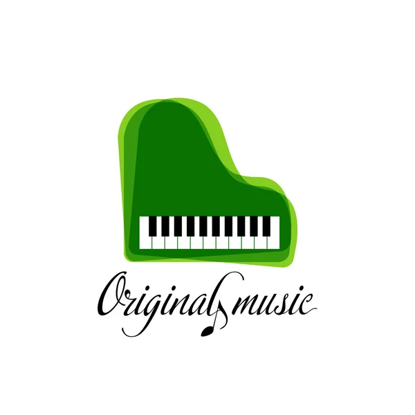 Groene muziek piano logo. Jazz logo. Kleur muziek sjabloon. Muziekinstrument-logo. — Stockvector