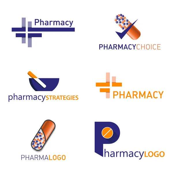 Logo de pharmacie. Ensemble vecteur — Image vectorielle