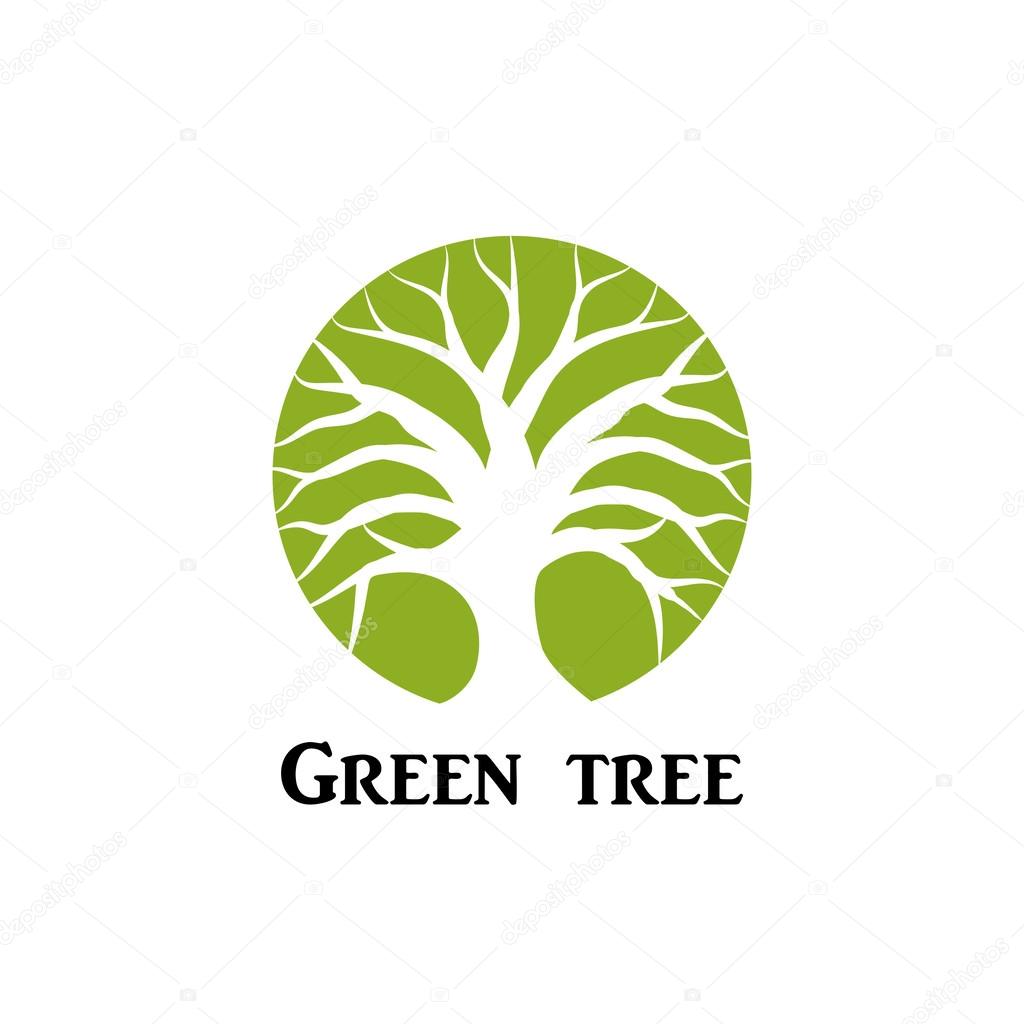 Green tree circle icon