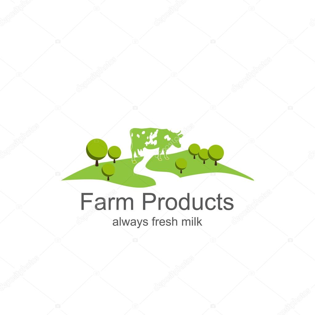 Farm products. Farm milk icon. Dairy farm product logo labels