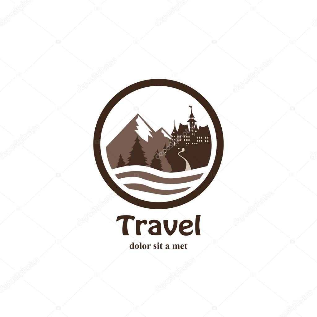 Travel agency logo in black white style
