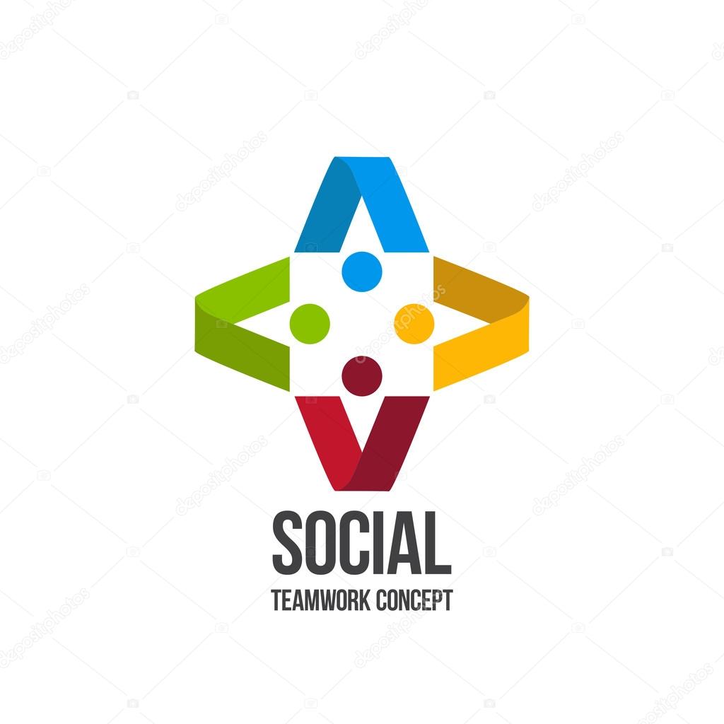 Social Teamwork concept.Circle of friends. Network Logo design.