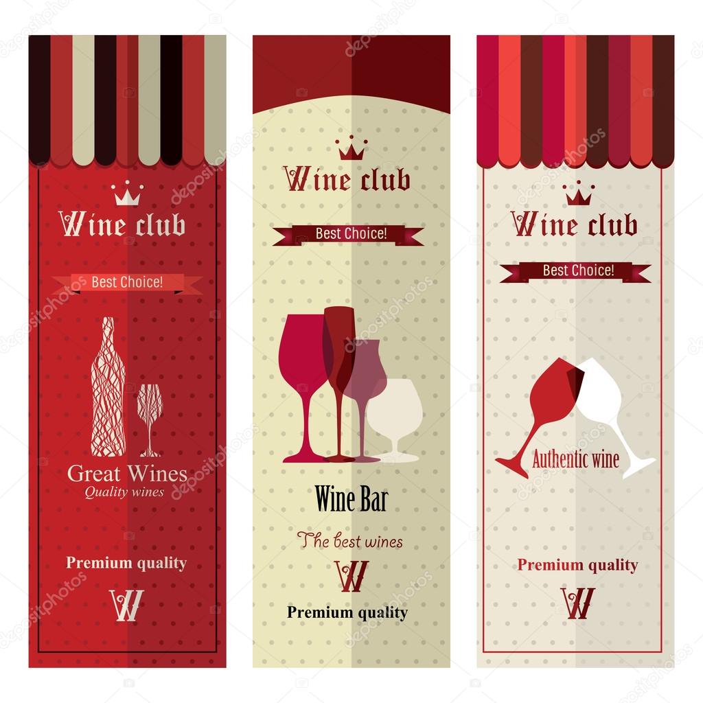Banners with different wine