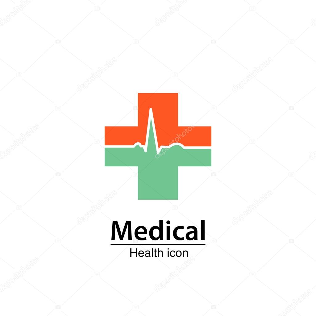 Medic sign with cardiogram.Medical icon design, vector illustration