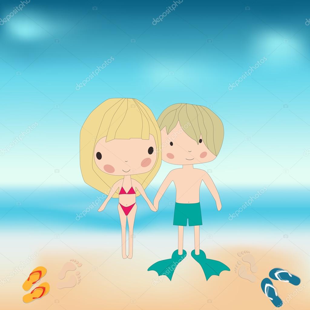 Boy And A Girl Holding Hands At The Beach Stock Vector Image By C Roilira Boy And A Girl Holding Hands At The Beach Stock Vector Image By C Roilira