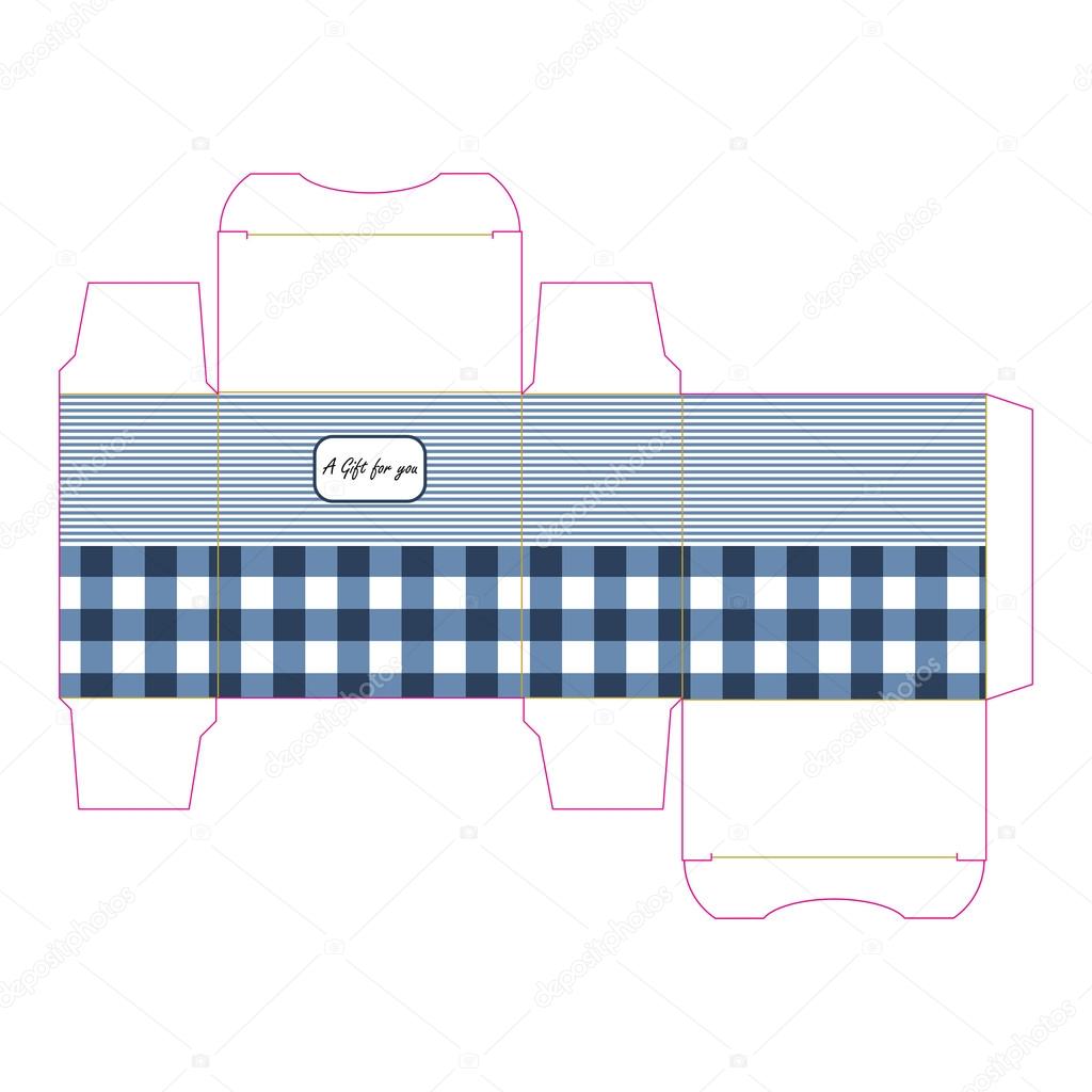 Box template. Floral pattern. Empty label.