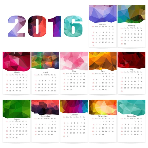 Calendrier géométrique de 2016 . — Image vectorielle