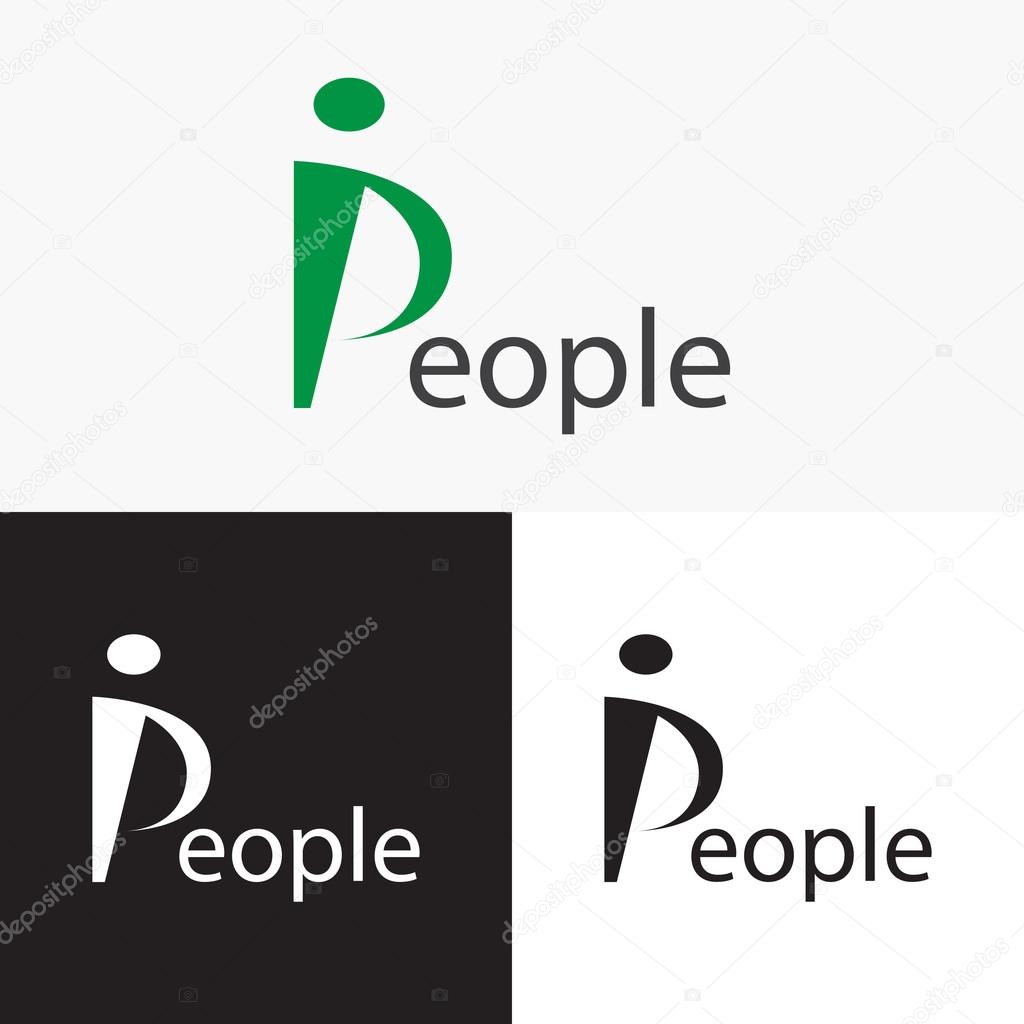 Stylized  People logo. Logo letter P