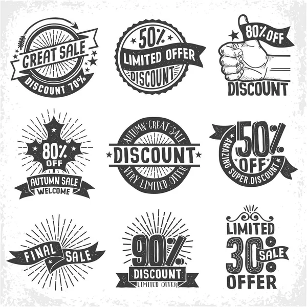 Discounts seasonal sales logos — Stock Vector