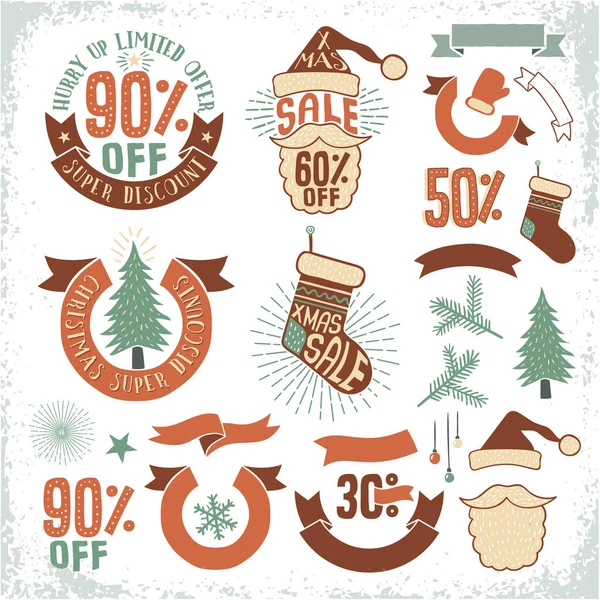 Logotipos de venta Navidad. emblema de descuentos de Año Nuevo — Vector de stock