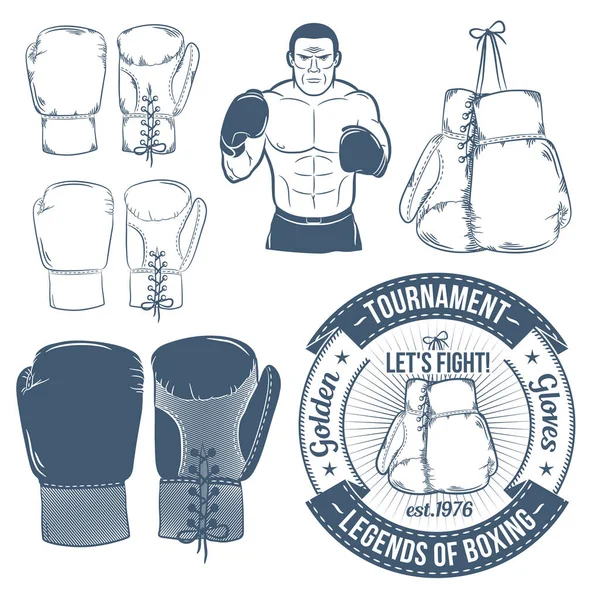 Boxing gloves, boxer, boxing logos. — Stock Vector