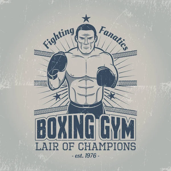 Boxing gym logo in old school style — Stock Vector