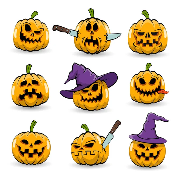 Calabazas de halloween aisladas — Archivo Imágenes Vectoriales