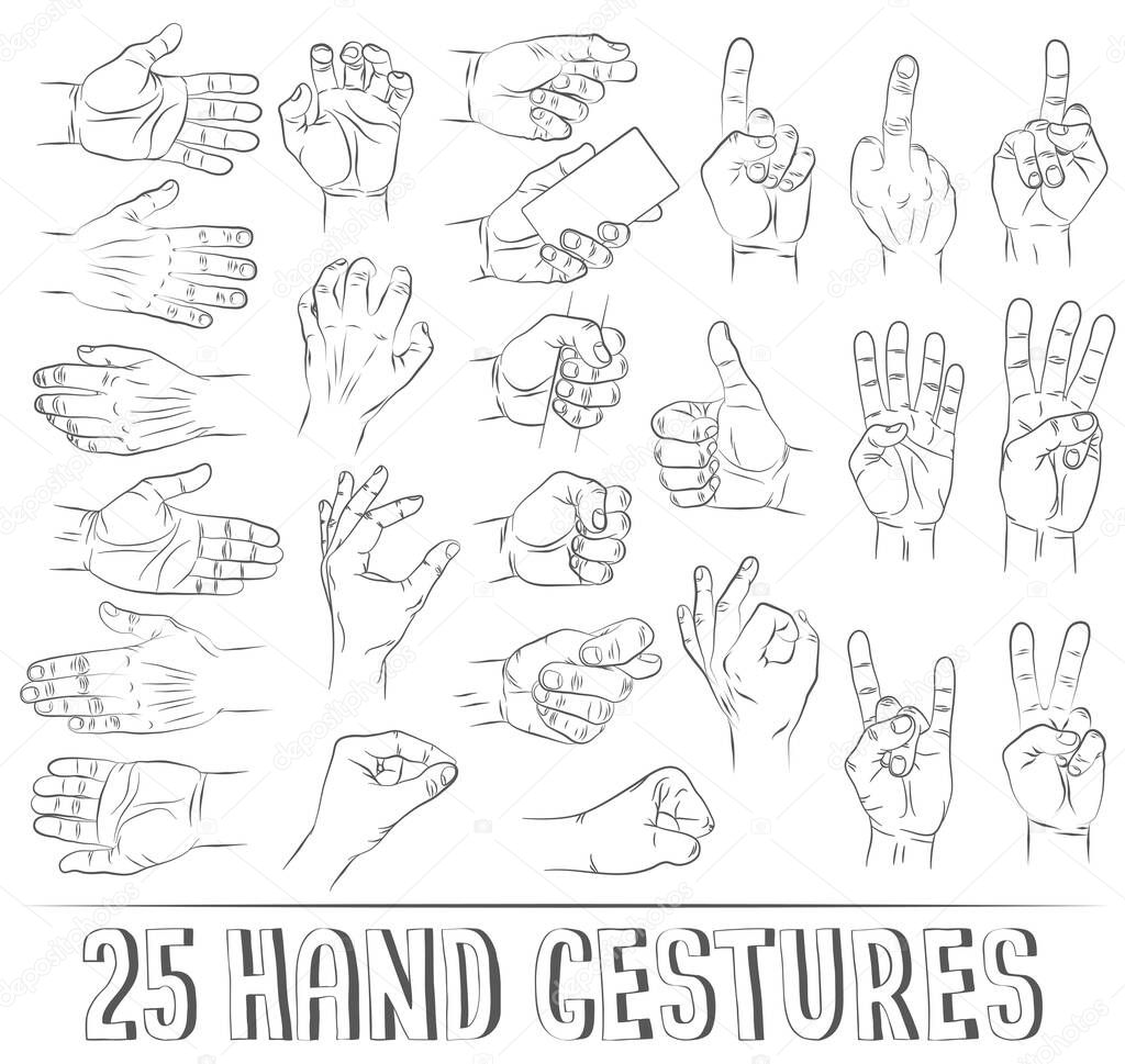 25 realistic hand gestures