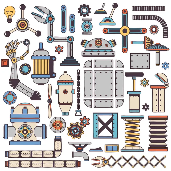 Maschinenkomponenten und Ersatzteile — Stockvektor
