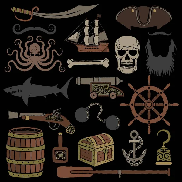 Elementos de diseño de cráneo pirata — Vector de stock