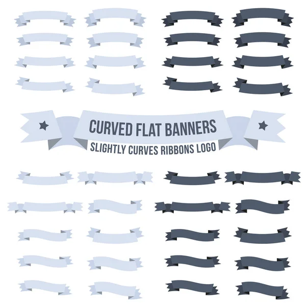 Set of wavy, curved banners or ribbons — Stock Vector