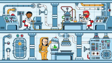 Biyoteknoloji laboratuvarında bilim adamları