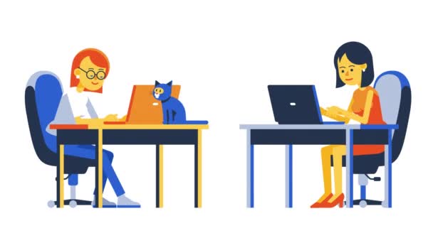 Dos mujeres de chat en línea a través de ordenador portátil. — Vídeo de stock