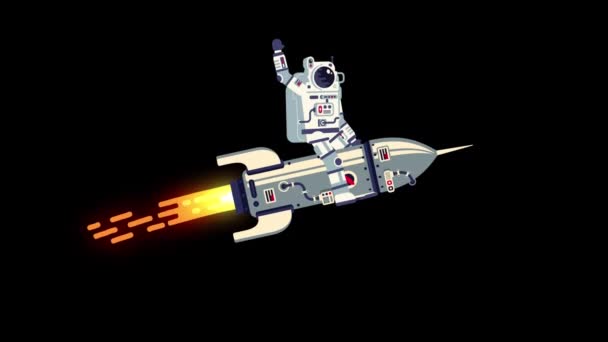 Космонавт на ракете — стоковое видео