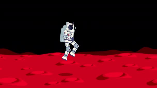 Kosmonaut ve skafandru na cizí planetě. — Stock video