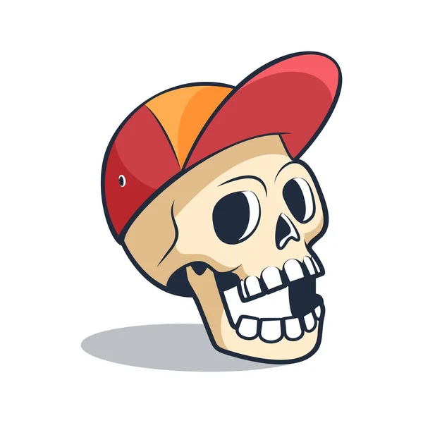 Funny Skull in red baseball cap — Stock Vector