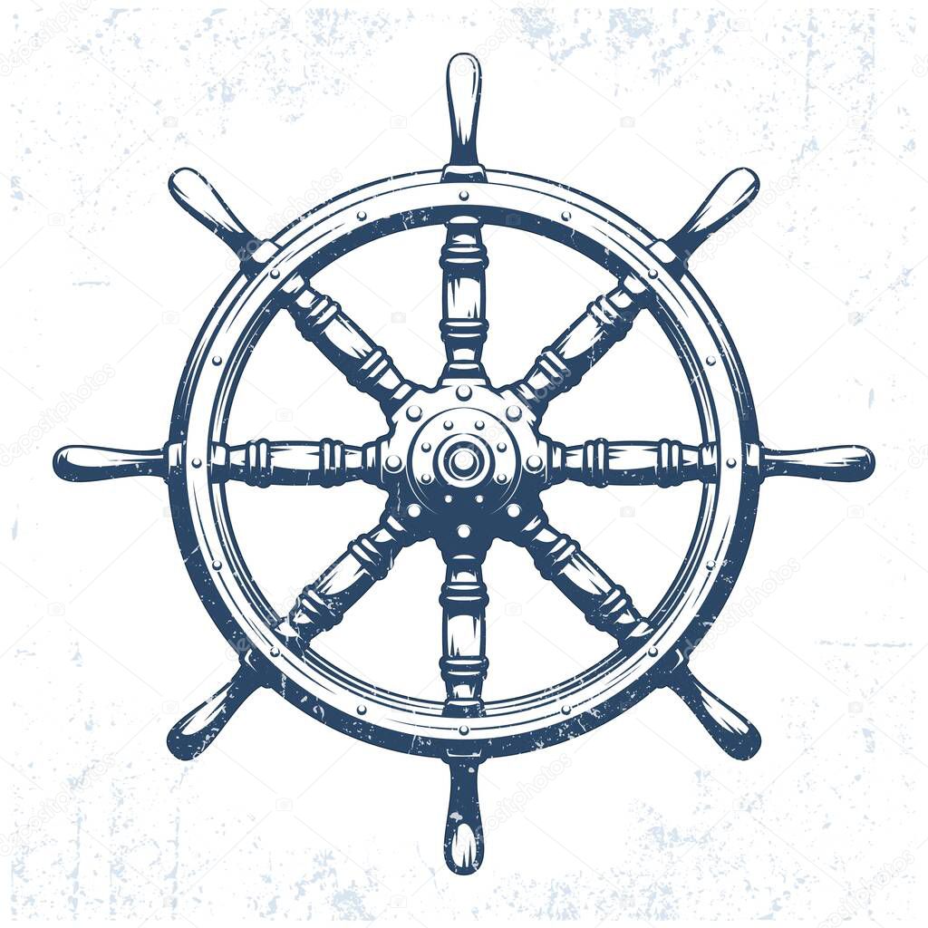 Ships wheel vintage grunge vector illustration