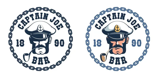 Plantilla de logotipo retro capitán mar — Archivo Imágenes Vectoriales