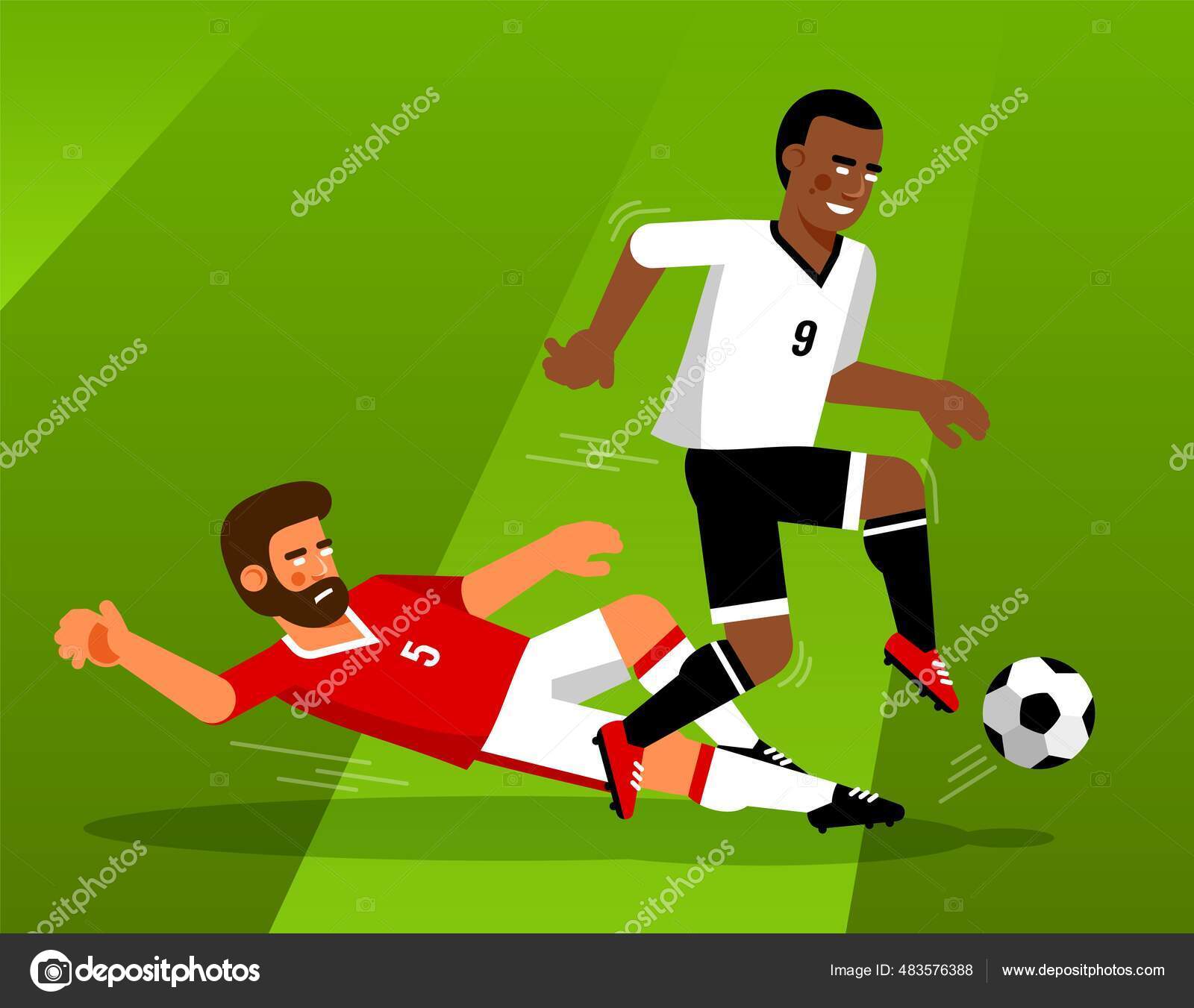 Football players fight for the ball Stock Vector by ©Agor20122
