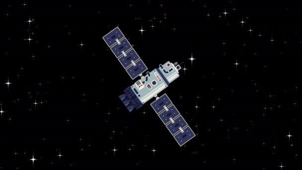 Δορυφορικός διαστημικός σταθμός περιστρέφεται ανάμεσα στα αστέρια — Αρχείο Βίντεο