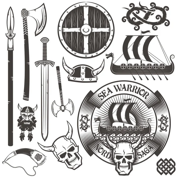 Viking logosuna ayarlandı — Stok Vektör