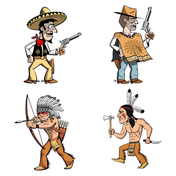 Cowboys et Amérindiens — Image vectorielle