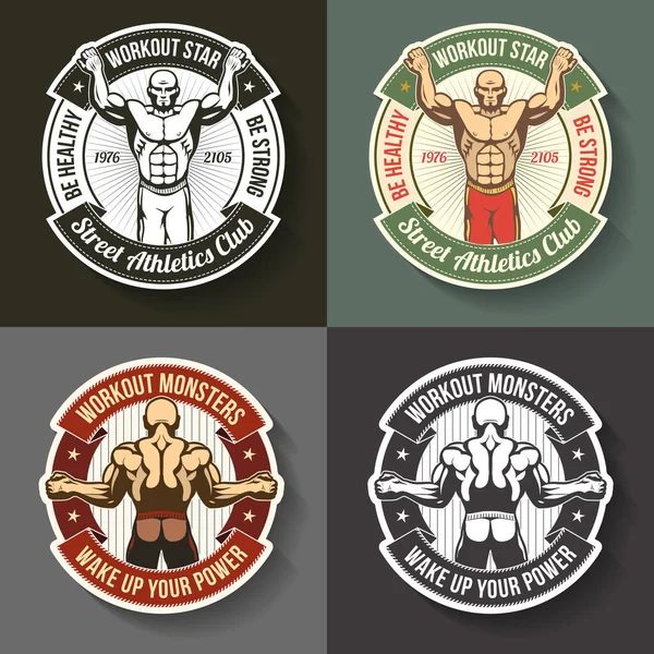 Logotipos de treino de rua na forma de emblemas —  Vetores de Stock