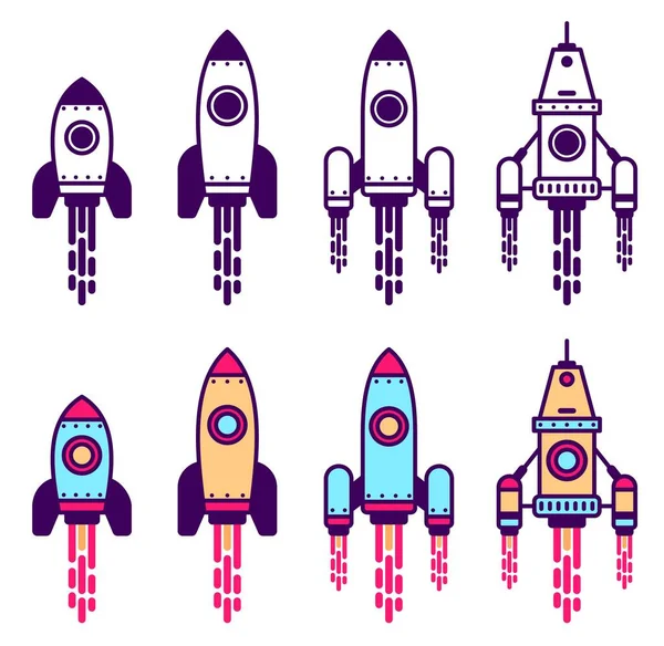 Conjunto de ícones de linha Space Rocket —  Vetores de Stock