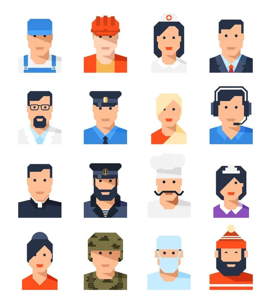 Плоские аватары профессий мужчин и женщин — стоковый вектор