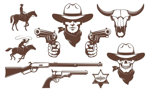Cowboy Wild West elementos de diseño retro — Archivo Imágenes Vectoriales