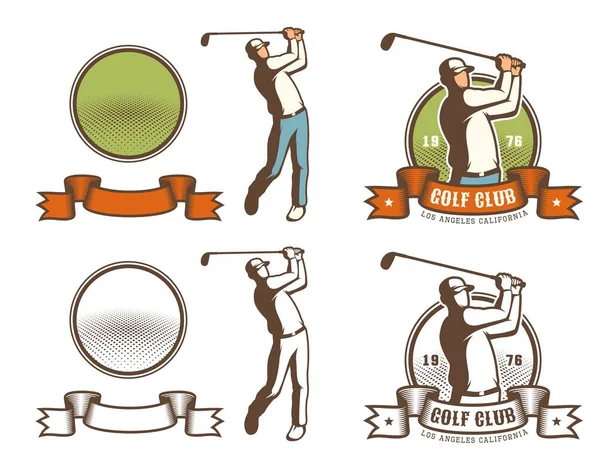 带高尔夫球手击球的复古高尔夫徽章 — 图库矢量图片