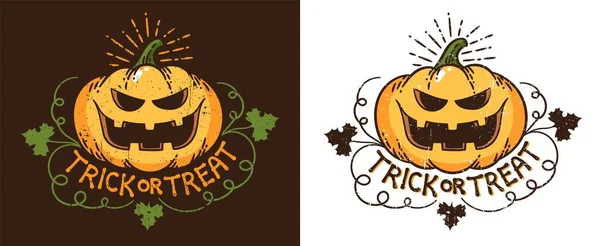 Abóbora de Halloween - logotipo de impressão vintage — Vetor de Stock