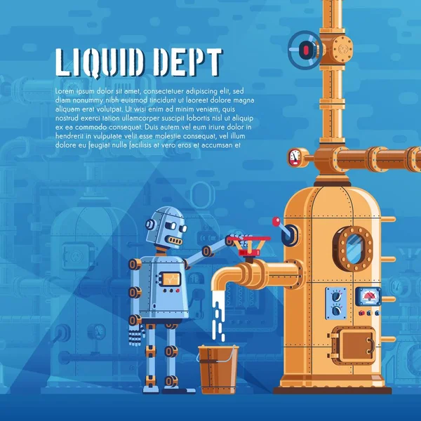 El robot vierte líquido de un depósito — Archivo Imágenes Vectoriales