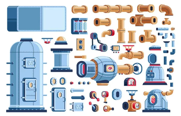 Pótalkatrészek steampunk ipari gépekhez — Stock Vector