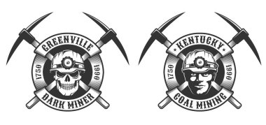 Kömür madencisi vintage logosu