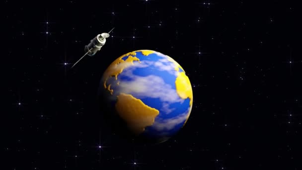 Il satellite scientifico vola in orbita attorno al pianeta terra — Video Stock