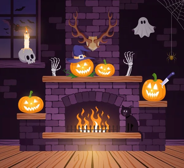 Camera Halloween nel vecchio castello — Vettoriale Stock