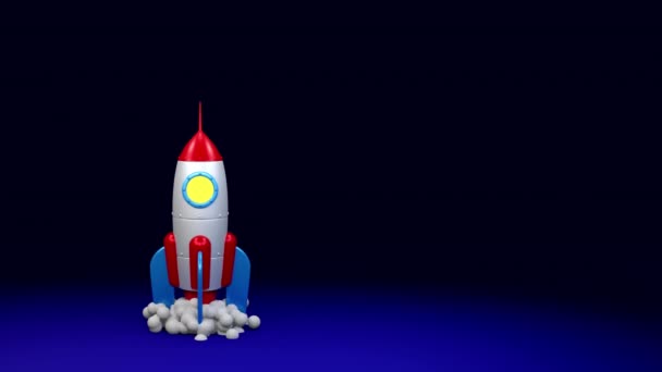 3D raket lansering med rökmoln — Stockvideo