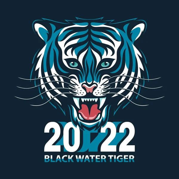 Tigre d'acqua nera - simbolo del 2022 nuovo anno — Vettoriale Stock