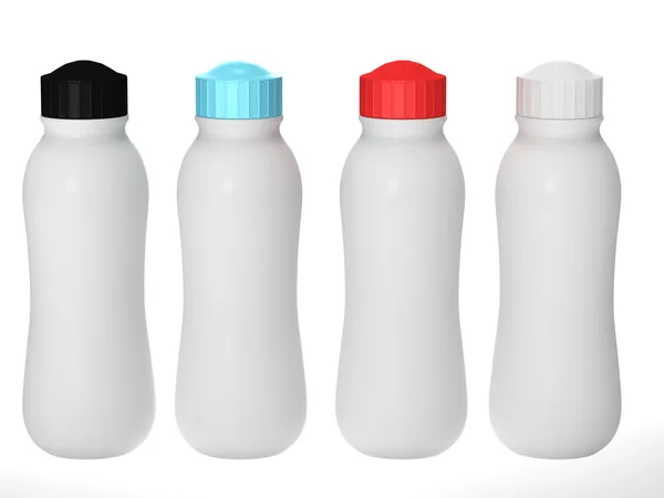 Blank plastic bottle packaging with cap set, clipping path inclu — Stock Photo, Image