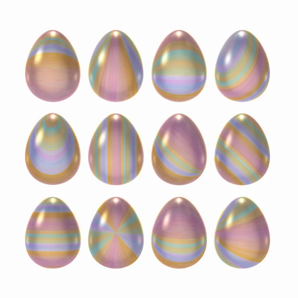Ensemble d'œufs de Pâques décoré avec chemin de coupe — Photo