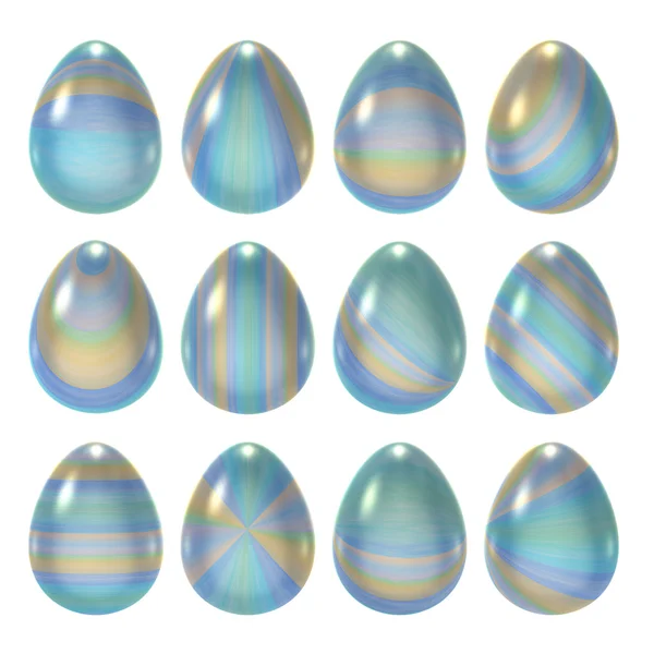 Conjunto de huevos de Pascua decorados con camino de recorte —  Fotos de Stock